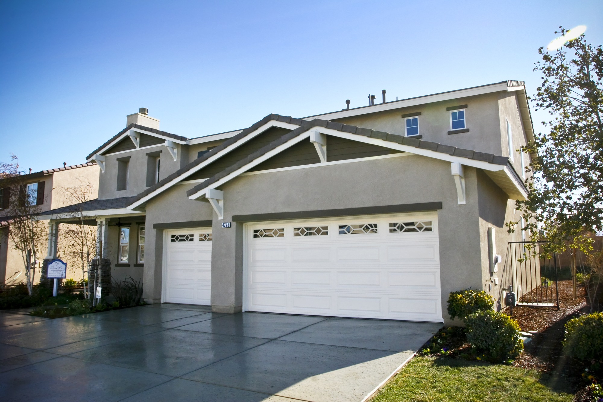 A large house with a spacious garage